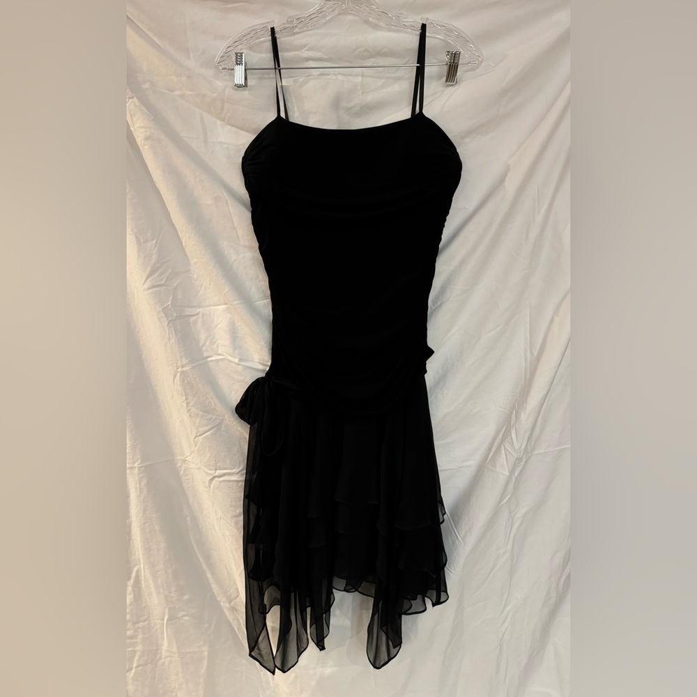 Black strapless crepe dress